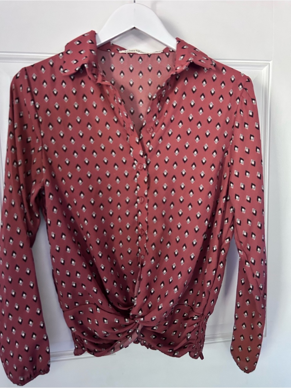 Liberty Love Twist-Front Long-Sleeve Blouse in Rose